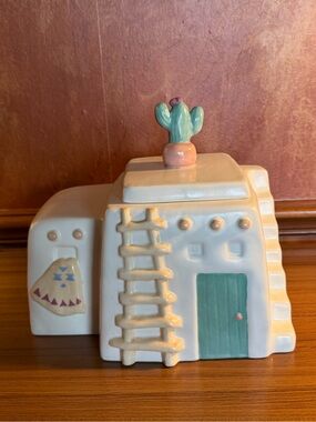 Vintage Treasure Craft Aztec Pueblo Mesa Southwestern Adobe Cactus Cookie Jar